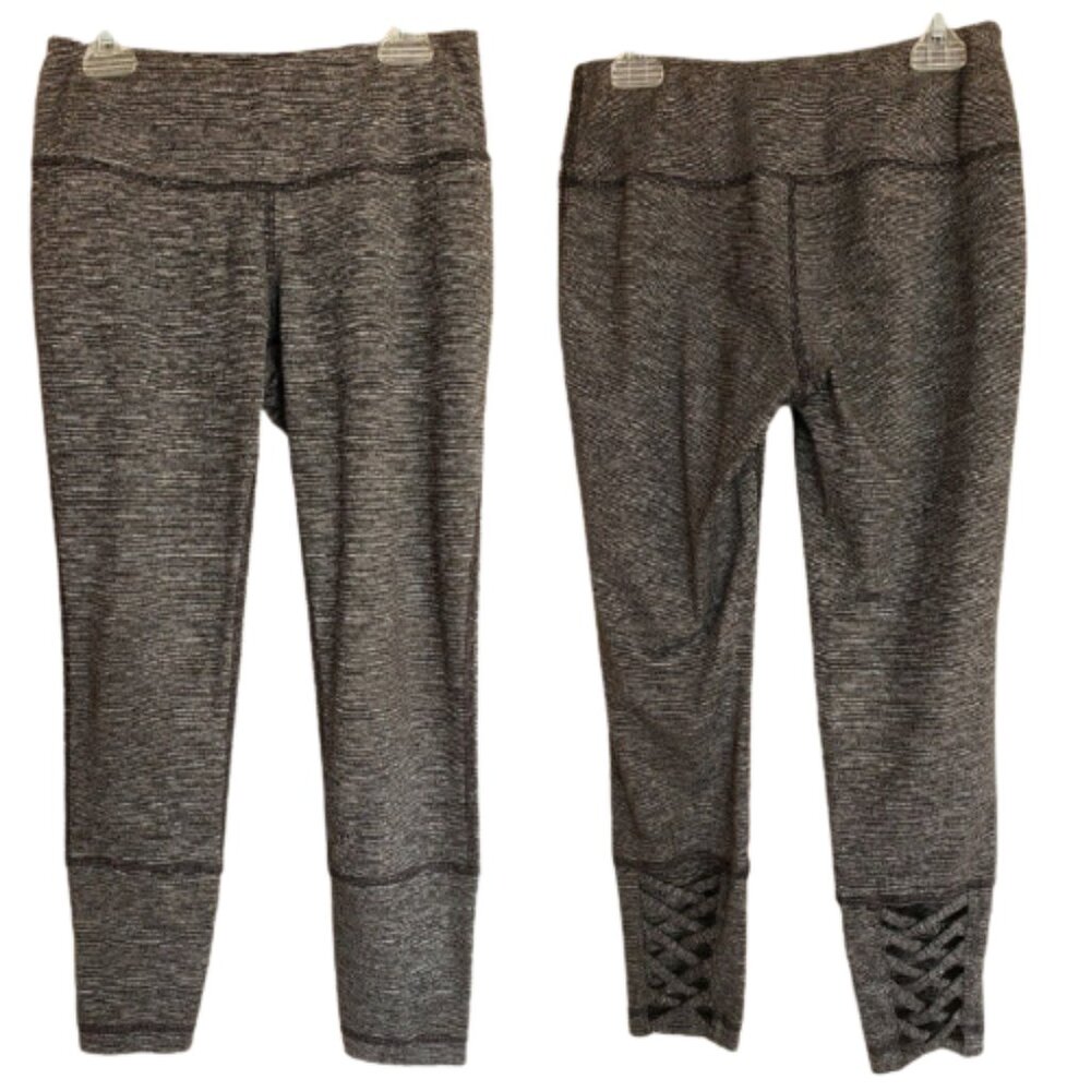 Cato Womens XS Athletic Pants Crisscross Detail Heather Gray Workout Yoga Gym